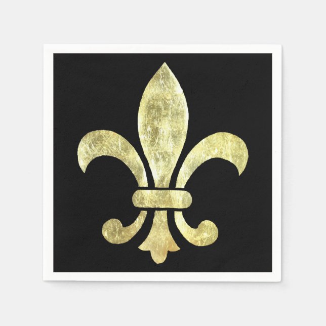 Serviette En Papier Feuille d'or Fleur de Lis (Devant)