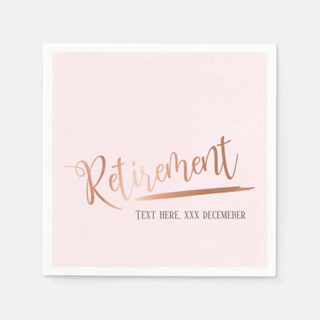 Serviette En Papier feuille d'or rose, retraite (Devant)