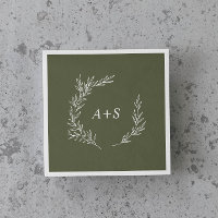Feuille minimale | Mariage de monogramme vert fonc