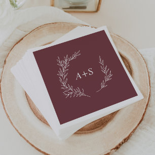 Serviette En Papier Feuille minimale Napkins Mariage Monogram de Bou