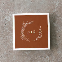 Feuille minimale | Terracotta Monogram Mariage Nap