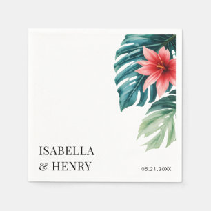 Serviette En Papier Feuille tropicale verdure Boho Mariage moderne