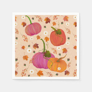 Serviette En Papier Feuilles automnales citrouilles
