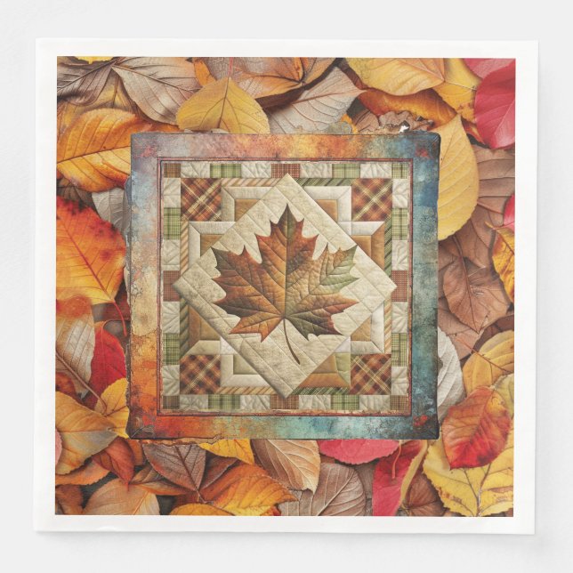 Serviette En Papier Feuilles Automne Rustique Papier Automne Napkin (Devant)