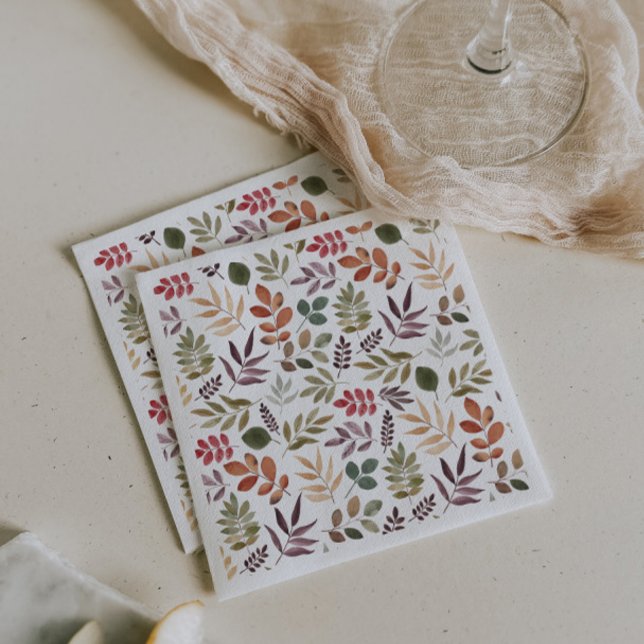 Serviette En Papier Feuilles d'automne Aquarelle Feuille colorée  (Créateur téléchargé)