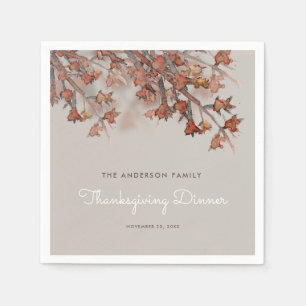 Serviette En Papier Feuilles d'automne aquarelle Thankesgiving