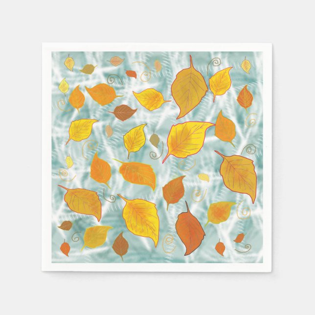 Serviette En Papier Feuilles d'automne artistique motif (Devant)