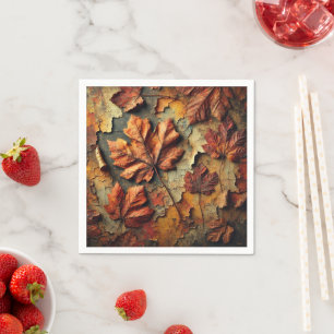 Serviette En Papier Feuilles d'automne crackées Peinture Découpage Nap