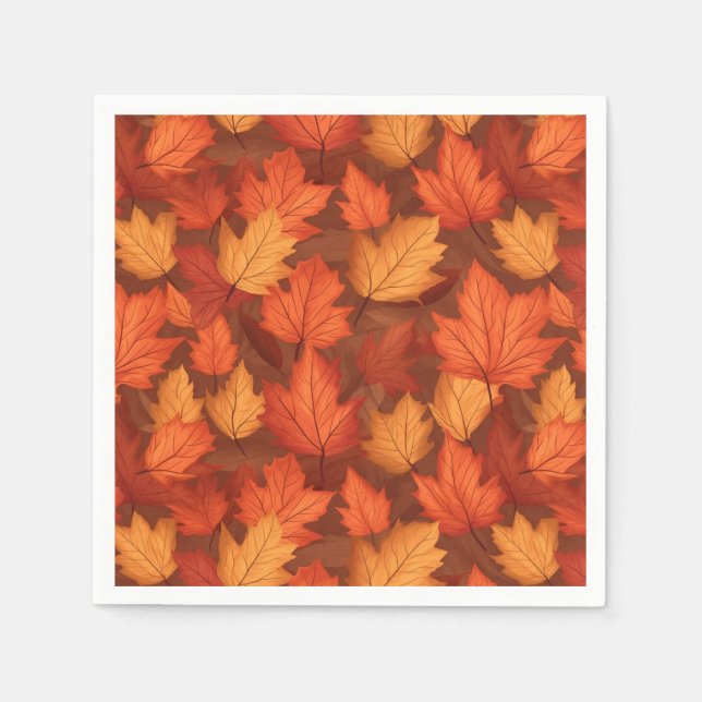 Serviette En Papier Feuilles d'automne orange (Devant)