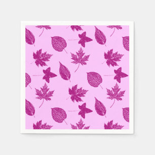 Serviette En Papier Feuilles d'automne - prune et rose orchidée