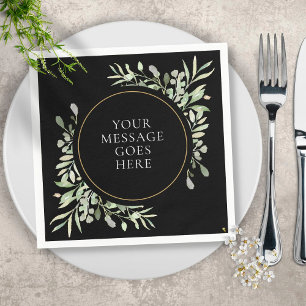 Serviette En Papier Feuilles de eucalyptus vert tendre Or noir