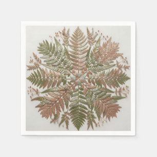 Serviette En Papier Feuilles de fougère botanique vert cuivre pressées