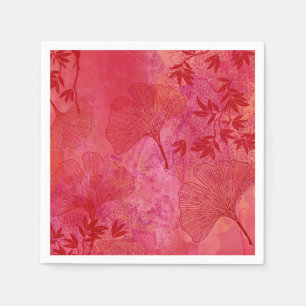 Serviette En Papier Feuilles de Ginkgo et de Bambou - Étui Couleurs Ro