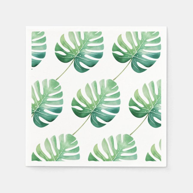 Serviette En Papier Feuilles de la Jungle Anniversaire Papier d'aquare (Devant)