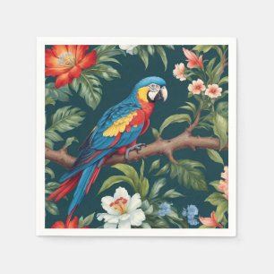 Serviette En Papier Feuilles de la jungle tropicale des perroquets col