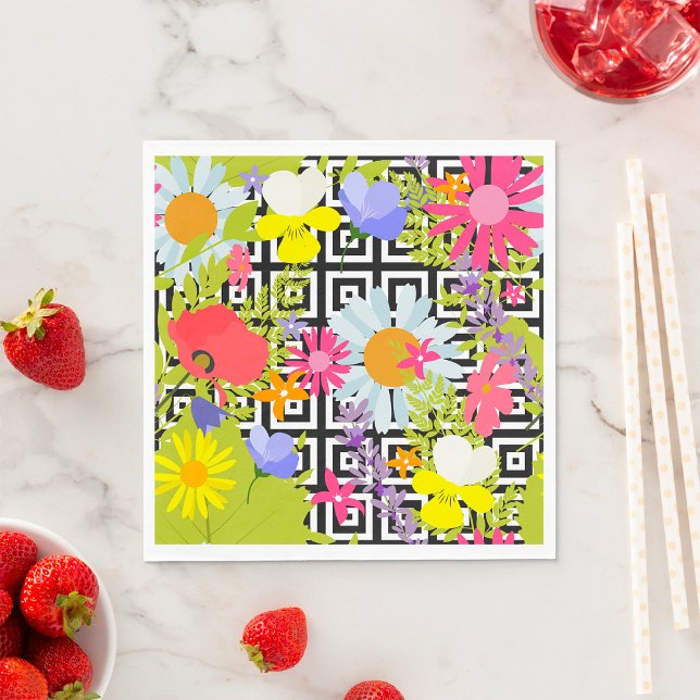 Serviette En Papier Feuilles De Palmiers Et Fleurs (Créateur téléchargé)