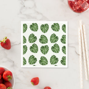 Serviette En Papier Feuilles de palmiers, Feuilles verts, Motif tropic