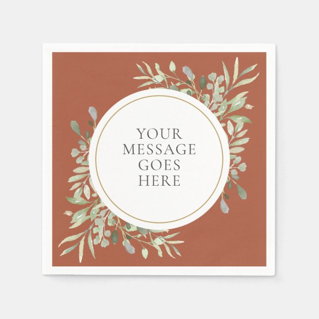 Serviette En Papier Feuilles de verdure d'eucalyptus en or terracotta (Devant)