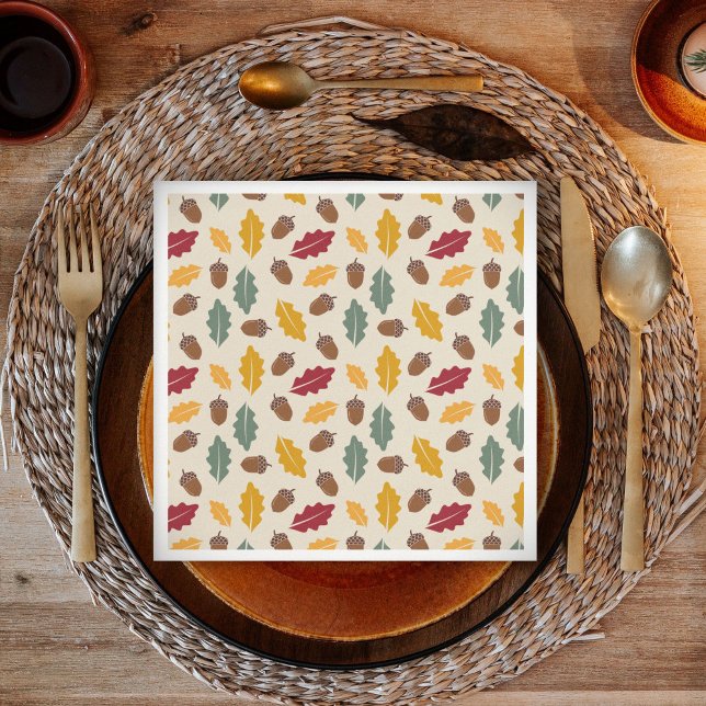 Serviette En Papier Feuilles d'maïs et d'automne (Acorn & Fall Leaves Napkins)