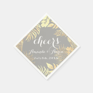 Serviette En Papier Feuilles d'or de Champaigne Faux Viandes Florales