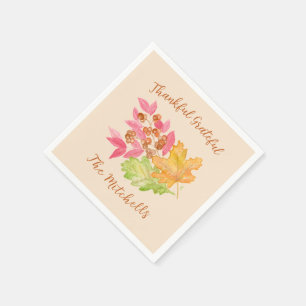 Serviette En Papier Feuilles et Baies de Papier de Remerciement Gratef