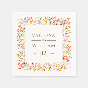 Serviette En Papier Feuilles et mariage de automne brun