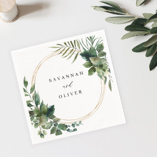 Serviette En Papier Feuilles & Eucalyptus Gold Nom serviettes