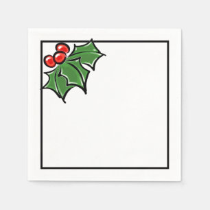 Serviette En Papier Feuilles Holly, baies Holly, motif de vacances amu
