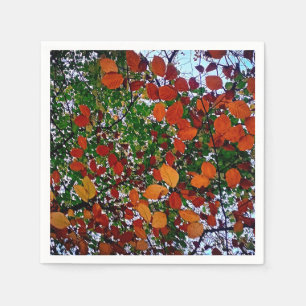 Serviette En Papier Feuilles jaunes, verts et bruns