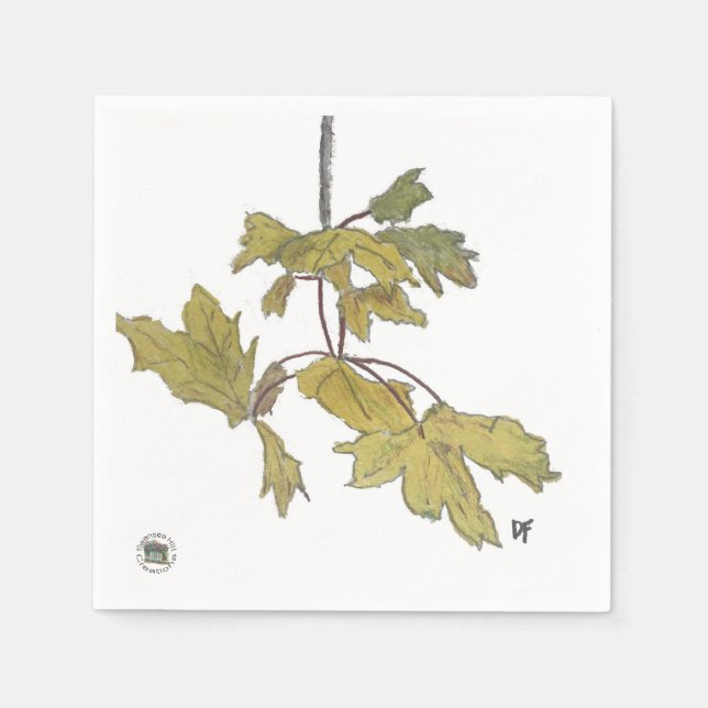 Serviette En Papier Feuilles jaunesPapier Cocktail Napkin (Devant)