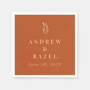 Serviette En Papier Feuilles Mariages de Boho Elegant moderne