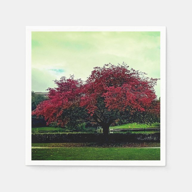 Serviette En Papier Feuilles rouges (Devant)
