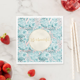 Serviette En Papier Feuilles tropicaux Aqua Gold