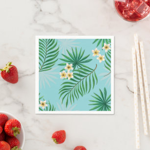 Serviette En Papier Feuilles tropicaux et fleurs