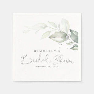 Serviette En Papier Feuilles verdure argent Fête des mariées élégante