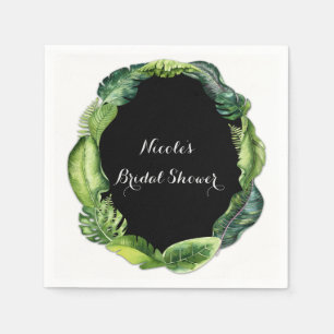 Serviette En Papier Feuilles Vertes Tropicales Élégant Chic Mariage d'