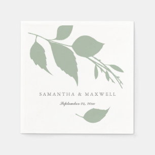 Serviette En Papier Feuilles verts minimaliste