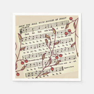 Serviette En Papier Feuillet de Noël Pont des Halls Papier de musique