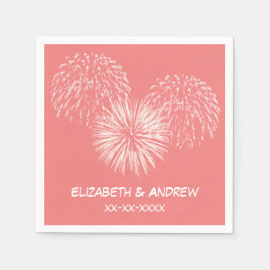 Serviette En Papier Feux d'artifice, Arrière - plan de corail clair, M