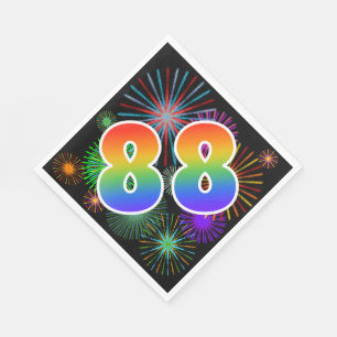 Serviette En Papier Feux d'artifice colorés + Motif "88" d'arc-en-cie