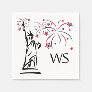 Serviette En Papier Feux d'artifice de la Statue de la Liberté avec mo