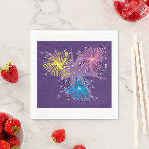 Serviette En Papier Feux d'artifice rétro colorés éclatent