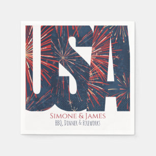 Serviette En Papier Feux d'artifice USA Décoration de fête moderne du