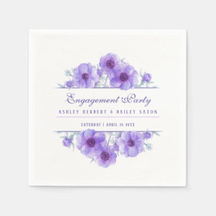 Serviette En Papier Fiançailles à l'aquarelle de l'anémone violette