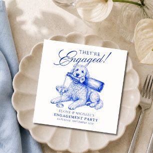 Serviette En Papier Fiançailles élégantes de Golden Doodle dans le sty