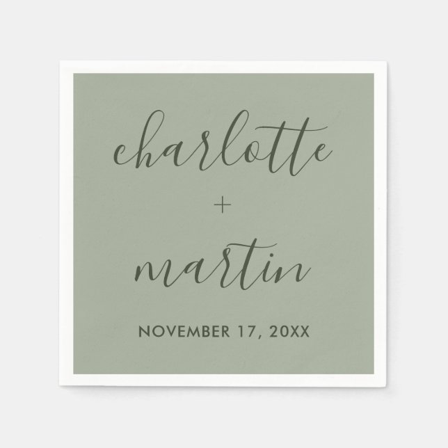 Serviette En Papier Fiançailles moderne Sage Green Wedding shower (Devant)
