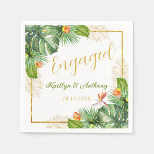Serviette En Papier Fiançailles Tropicales Jeu d'aquarelle Palm Floral