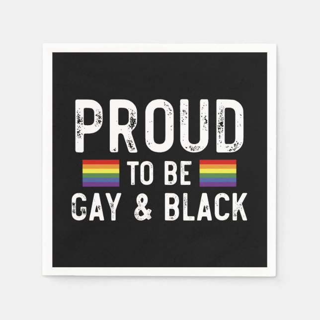 Serviette En Papier Fier D'Être Gay Et Noir (Devant)