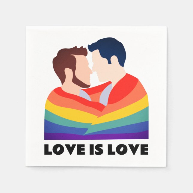 Serviette En Papier Fierté L'Amour Gay C'Est L'Amour LGBT L'Amour Face (Devant)