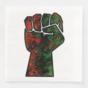 Serviette En Papier fierté noire drapeau rouge vert poing panafricain